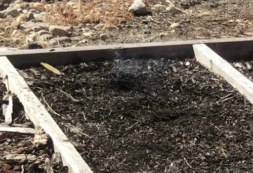 Quickly extinguished Flames die down quickly in composted mulches